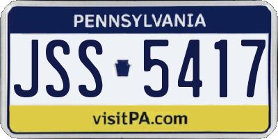 PA license plate JSS5417