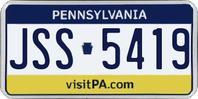 PA license plate JSS5419