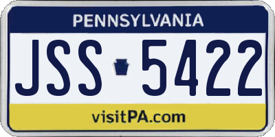 PA license plate JSS5422