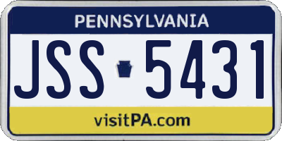 PA license plate JSS5431