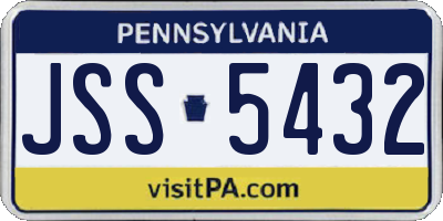 PA license plate JSS5432