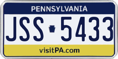 PA license plate JSS5433