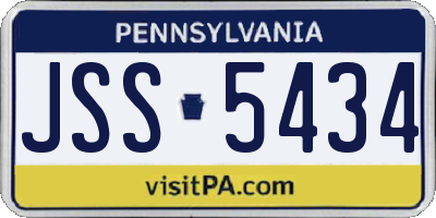 PA license plate JSS5434