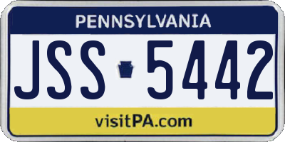 PA license plate JSS5442