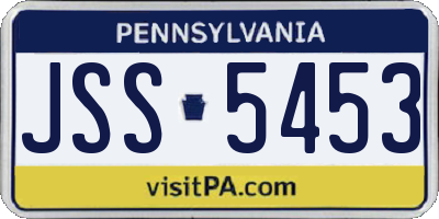 PA license plate JSS5453
