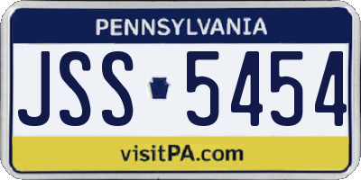 PA license plate JSS5454
