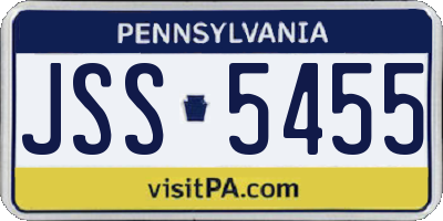 PA license plate JSS5455