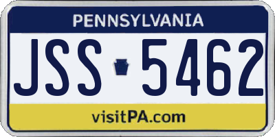 PA license plate JSS5462