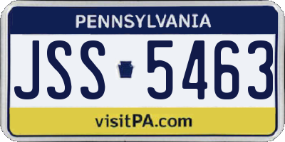 PA license plate JSS5463