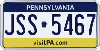 PA license plate JSS5467
