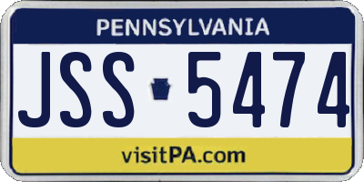 PA license plate JSS5474
