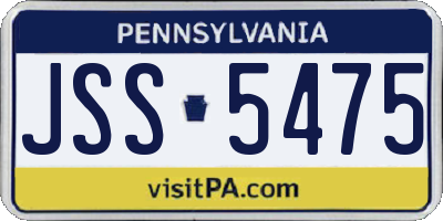 PA license plate JSS5475