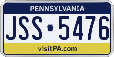 PA license plate JSS5476