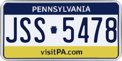 PA license plate JSS5478