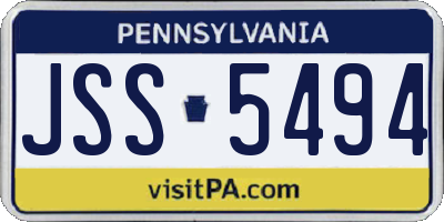 PA license plate JSS5494