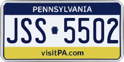 PA license plate JSS5502