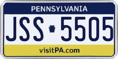 PA license plate JSS5505