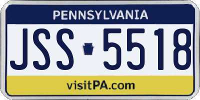 PA license plate JSS5518