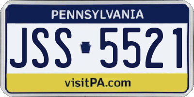 PA license plate JSS5521