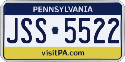 PA license plate JSS5522