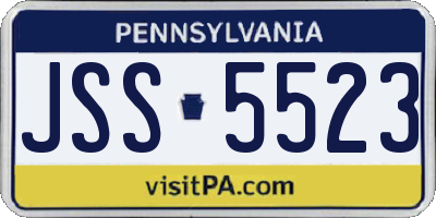 PA license plate JSS5523