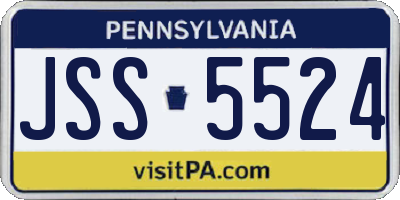 PA license plate JSS5524
