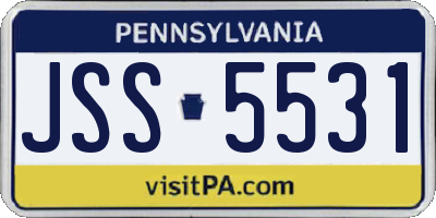 PA license plate JSS5531