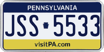 PA license plate JSS5533