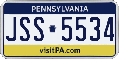 PA license plate JSS5534
