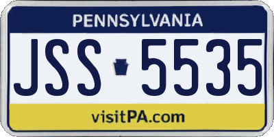 PA license plate JSS5535