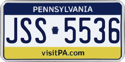PA license plate JSS5536