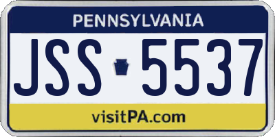 PA license plate JSS5537