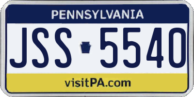 PA license plate JSS5540