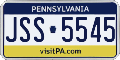 PA license plate JSS5545