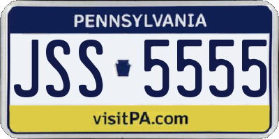 PA license plate JSS5555