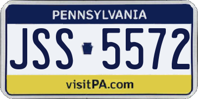 PA license plate JSS5572