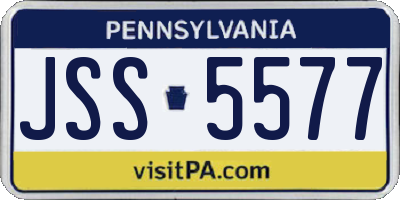 PA license plate JSS5577