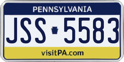 PA license plate JSS5583