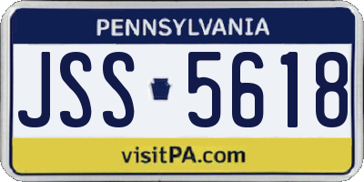 PA license plate JSS5618