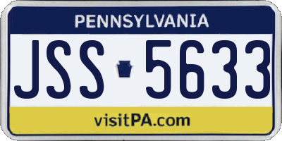 PA license plate JSS5633