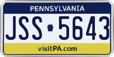 PA license plate JSS5643