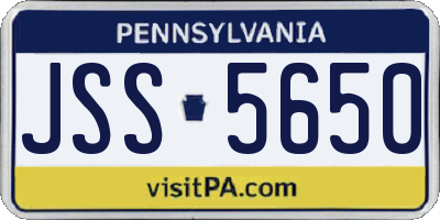 PA license plate JSS5650