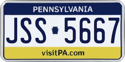 PA license plate JSS5667