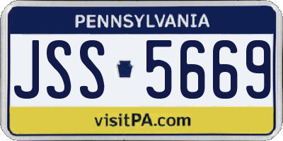 PA license plate JSS5669