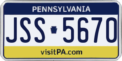PA license plate JSS5670