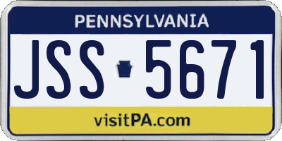 PA license plate JSS5671