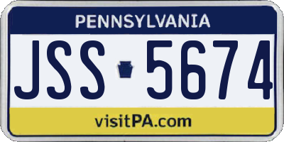 PA license plate JSS5674