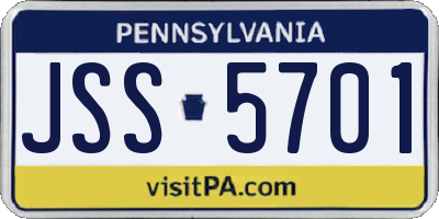 PA license plate JSS5701