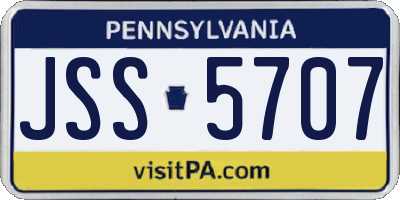PA license plate JSS5707