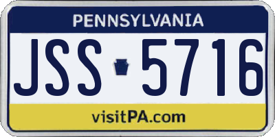 PA license plate JSS5716
